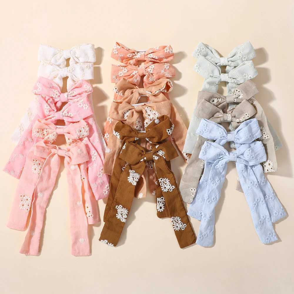 10pcs Random Color Girls Long Tassel Hair Ribbons Hairclip Printed Embroidery Hairgripe Elegant Dress Women Hair Accessories Z250815