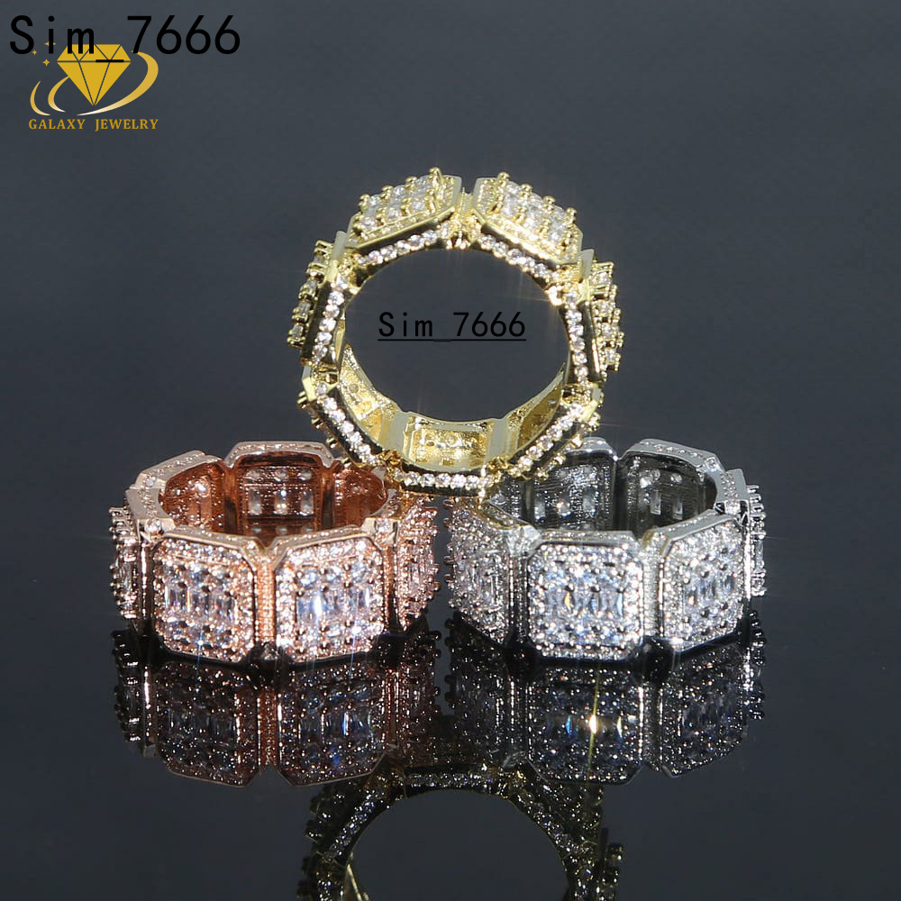 Vendre à chaud Fine Bijoux 18 carats Gold Gold 925 Bague Hip Hop en argent sterling