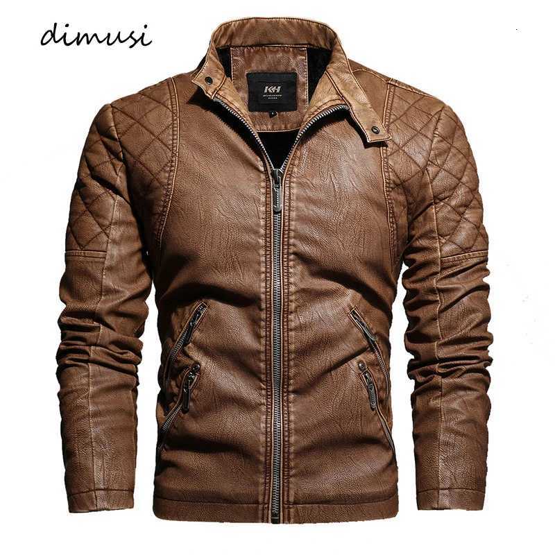 DIMUSI Mens Leather Jacket Fashion Winter Fleece Casual Motorcycle Jackets Men Faux Leather Biker Jackets Clothing 4XL W250815