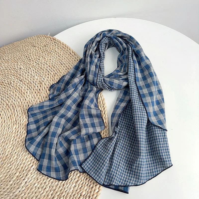 British Style 100% Cotton Scarf Retro Plaid Women Shawls And Wraps Lady Travel High Quality Large Vintage Scarves 75x180cm 250813