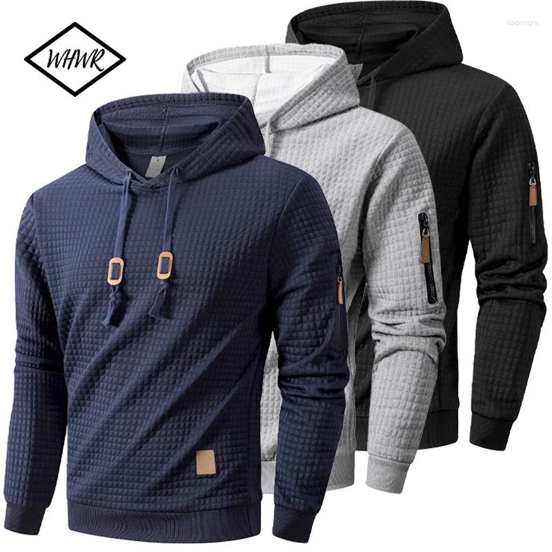 Men's Hoodies Outdoor Knitted Jacquard Long Sleeve Hoodie Sweatshirts Autumn Breathable Solid Color Coats Sport Streetwear Pullover