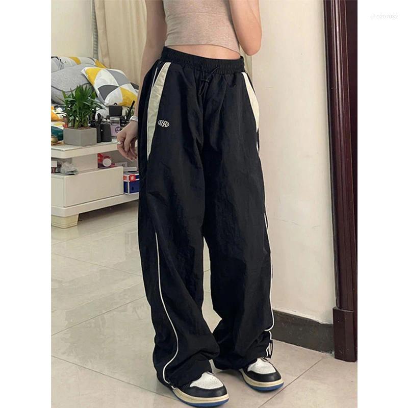 Pantalon féminin Femmes Baggy harajuku cargo streetwear hip hop large jambe pantalon parachute pantalon de survêtement