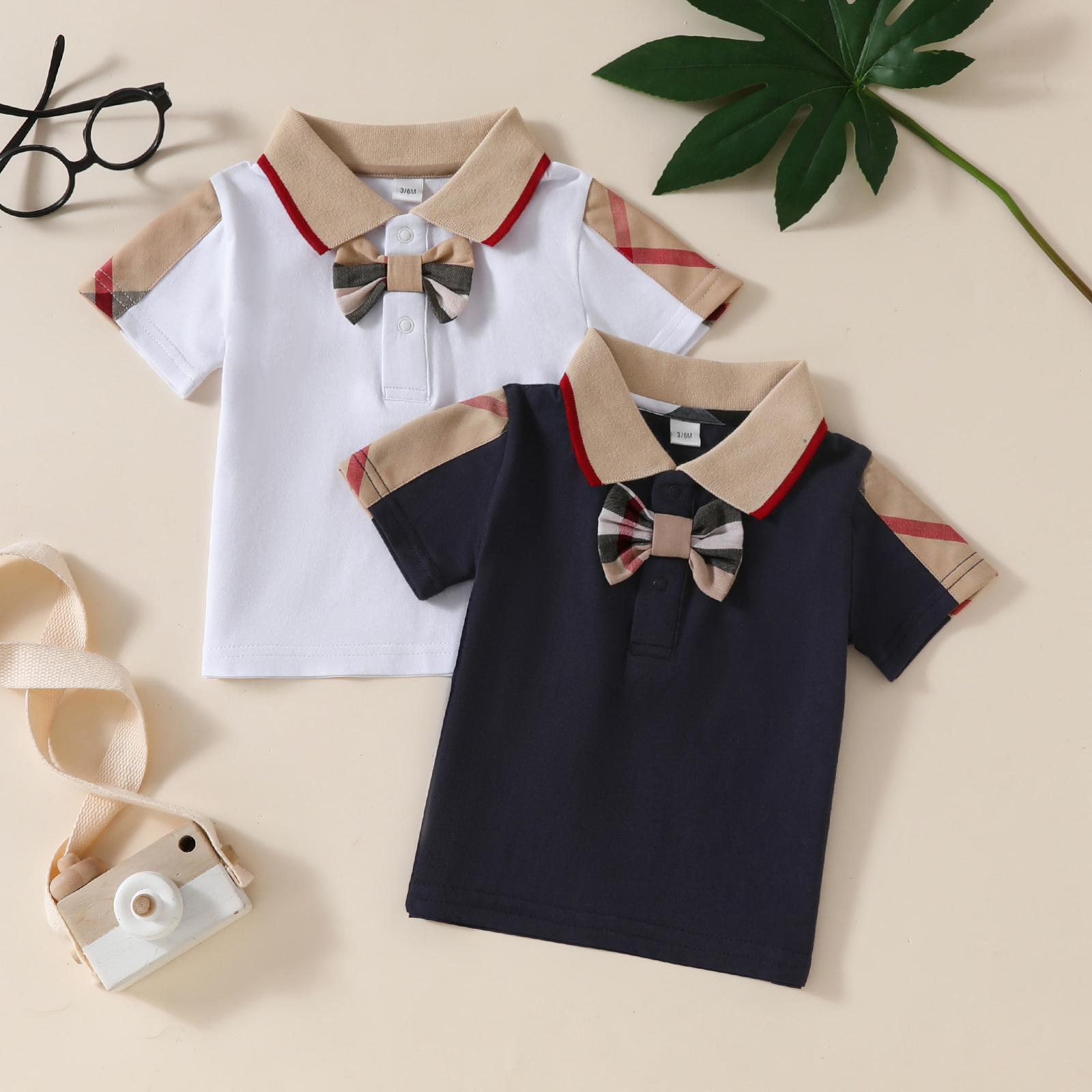 Shirts de bébé garçon d'été Polo Bow Polo Fashion T-shirt pour enfants à manches courtes Tops décontractés 0-6 ans