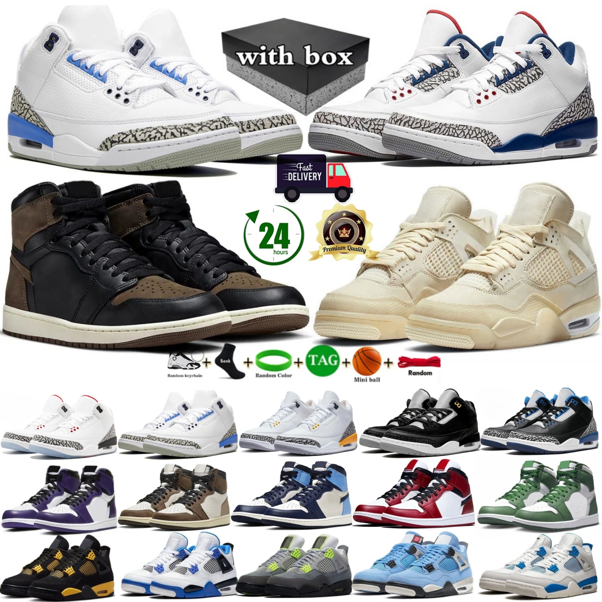With Box Designer Shoes 4s 3s 1 Basketball Shoes Black Cat Cement Fire Cherry Thunder Brick Metallic Reimagined Cool Grey University Flu Game Men Wo