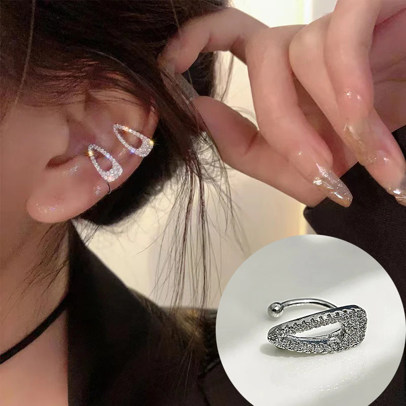 Small Hairpin Ear Cuff Fake Piercing Earrings For Women High Quality Inlaid Zircon Clip On Earrings Cartilage Jewelry Gifts250812