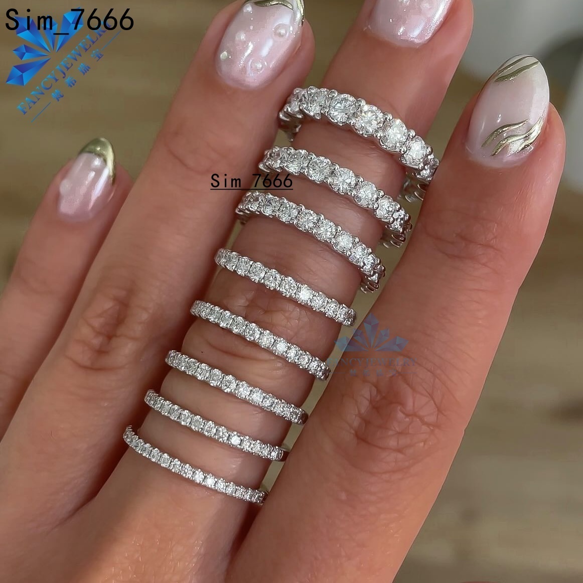 Custom-Made GRC Certified White Diamond Engagement Ring in 10k/14k/18k Gold with Certificate