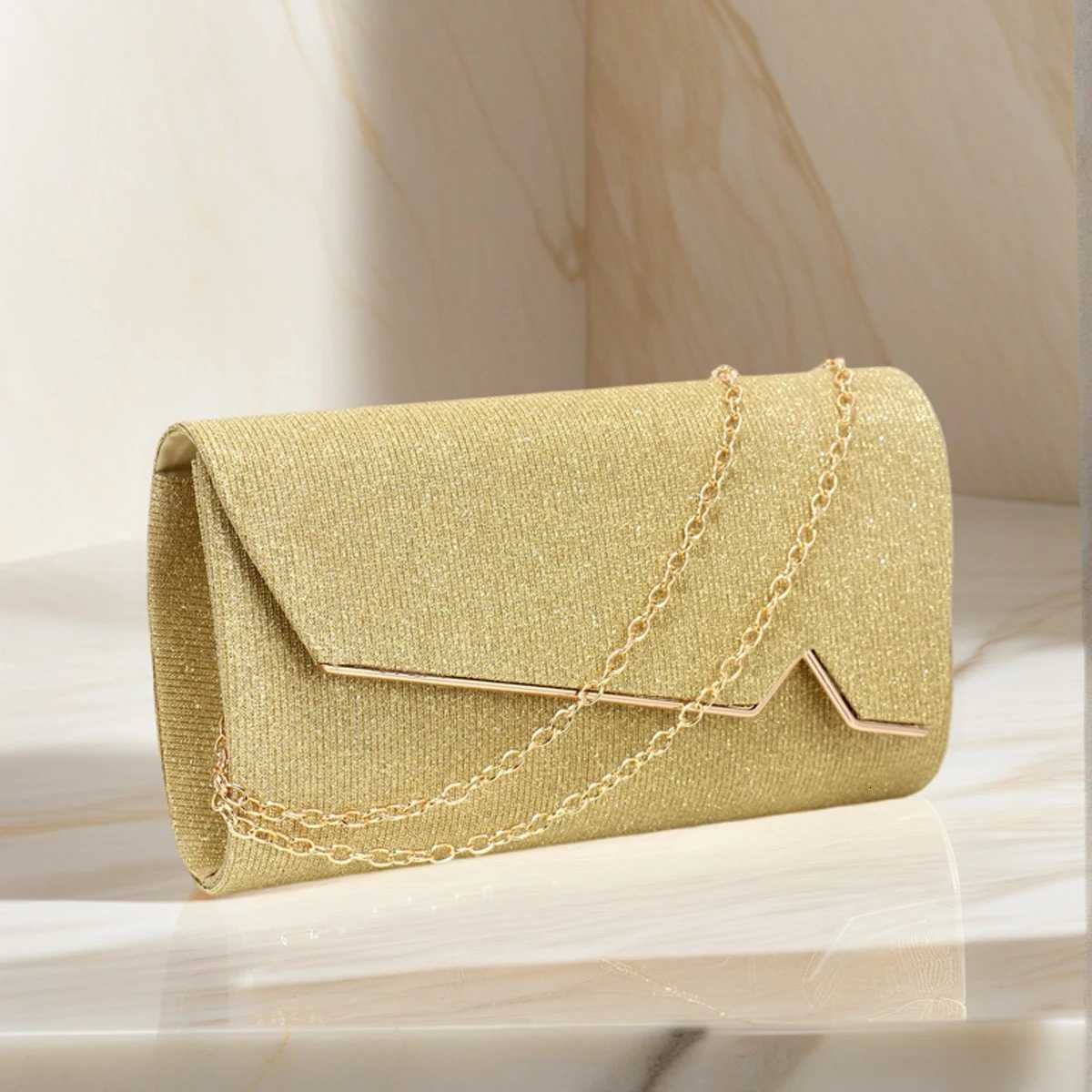 New Design Purple Color Sequins Women Evening Bags Metal Golden Shoulder Chain Messenger Handbags With Glitter Party Wedding Bags Z250815