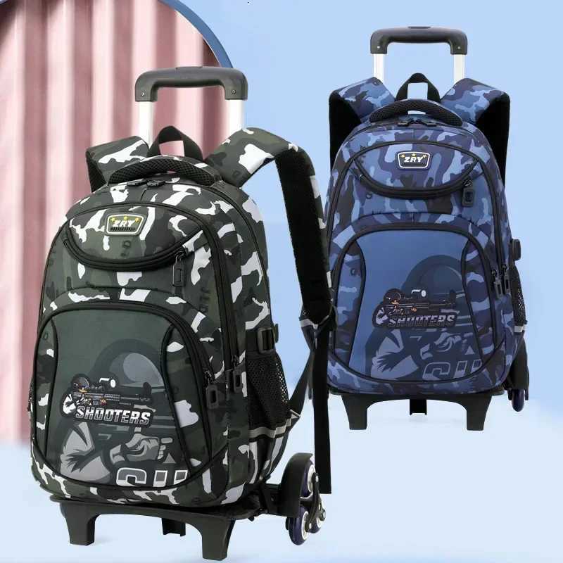 Children School Backpack for Kids Boys Wheeled Bag Student Backpack Trolley School Bag with Wheels Rolling Luggage Book Bag X2508151