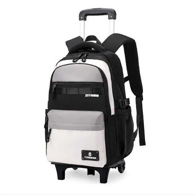 Kids School Trolley Bag Carry On Luggage Bag On Wheels Boys School Rolling Backpack Bag Primary School Wheeled Backpack Bag X250815