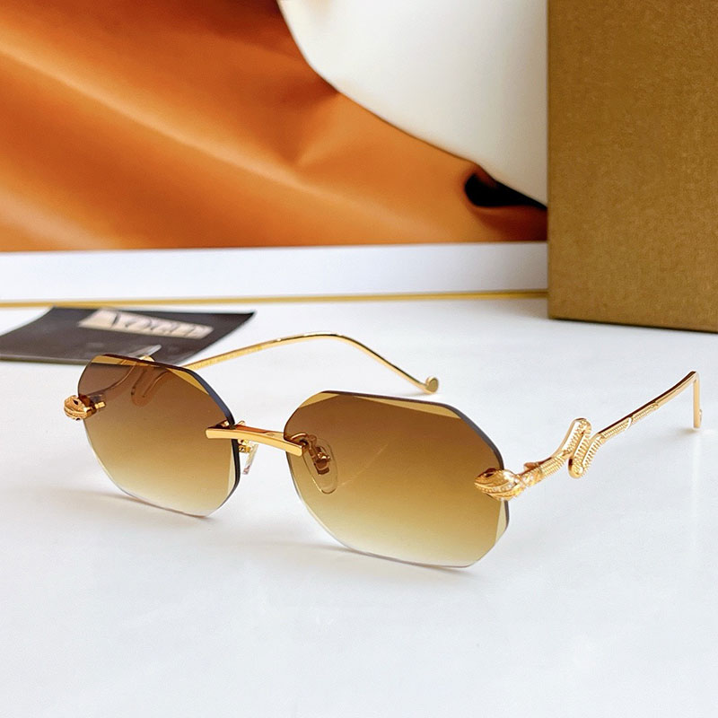Lady Sunglasses Women Frameless Rectangular Frame Unique Snake Shaped Metal Mirror Legs Fashionable Casual Wear Womens sunglasses BV9024 With Box