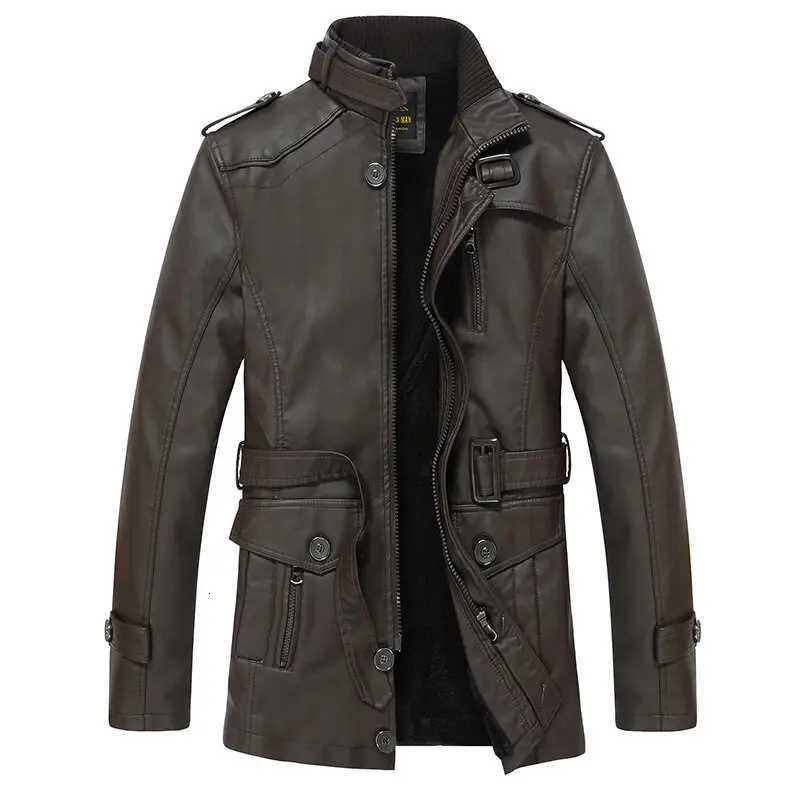 Mens Warm PU Leather Jackets Long Windproof Hooded Overcoats Autumn Winter Men Trend Slim Jacket Casual Solid Color Slim Coat W250815