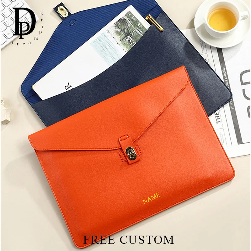 Business Office Nom Custom Document Sac Y PU Cuir grande capacité A4 Sac de rangement en papier Fashion Gravure Fichier Fichier Fichier 250811