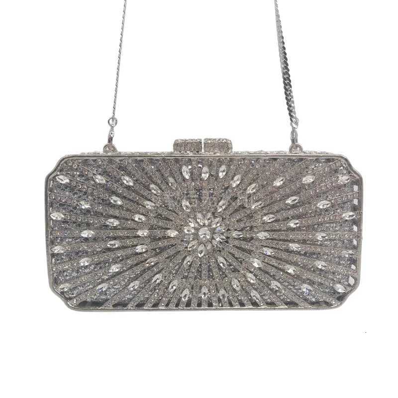 Diamond - Encrusted Dinner Bag With An Empty Metal Hard Box Long Square Diamond Bag Women. Perfect For Matching Banquet Dresses. Z250815