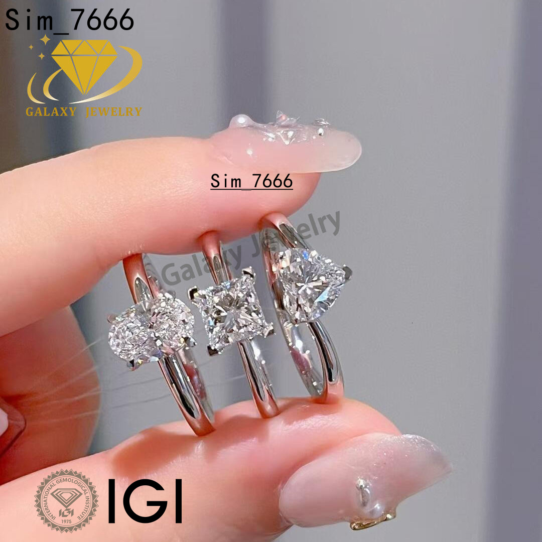 Custom Mossanite Jewelry 1CT 2CT Lab Grown Diamond Solitaire Ring Real 14K 18K Diamond Engagement Wedding Gold Ring for Women