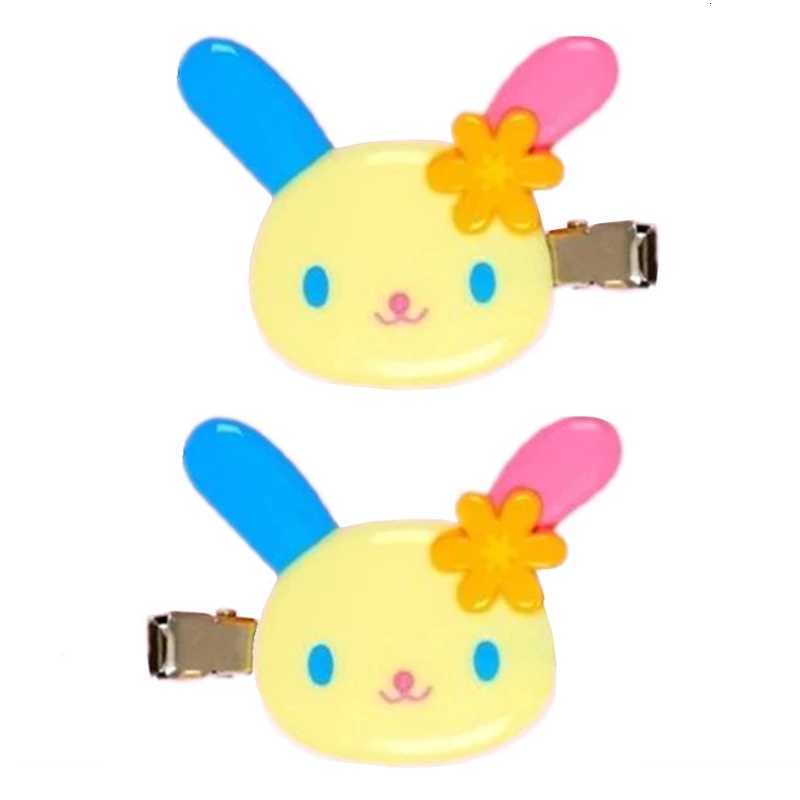 2 pièces Coiffes de cheveux Set Lapin Bunny Face mignon épingles de cheveux en PVC et clips Headwear Kaii Accessoires de cheveux pour femmes fill