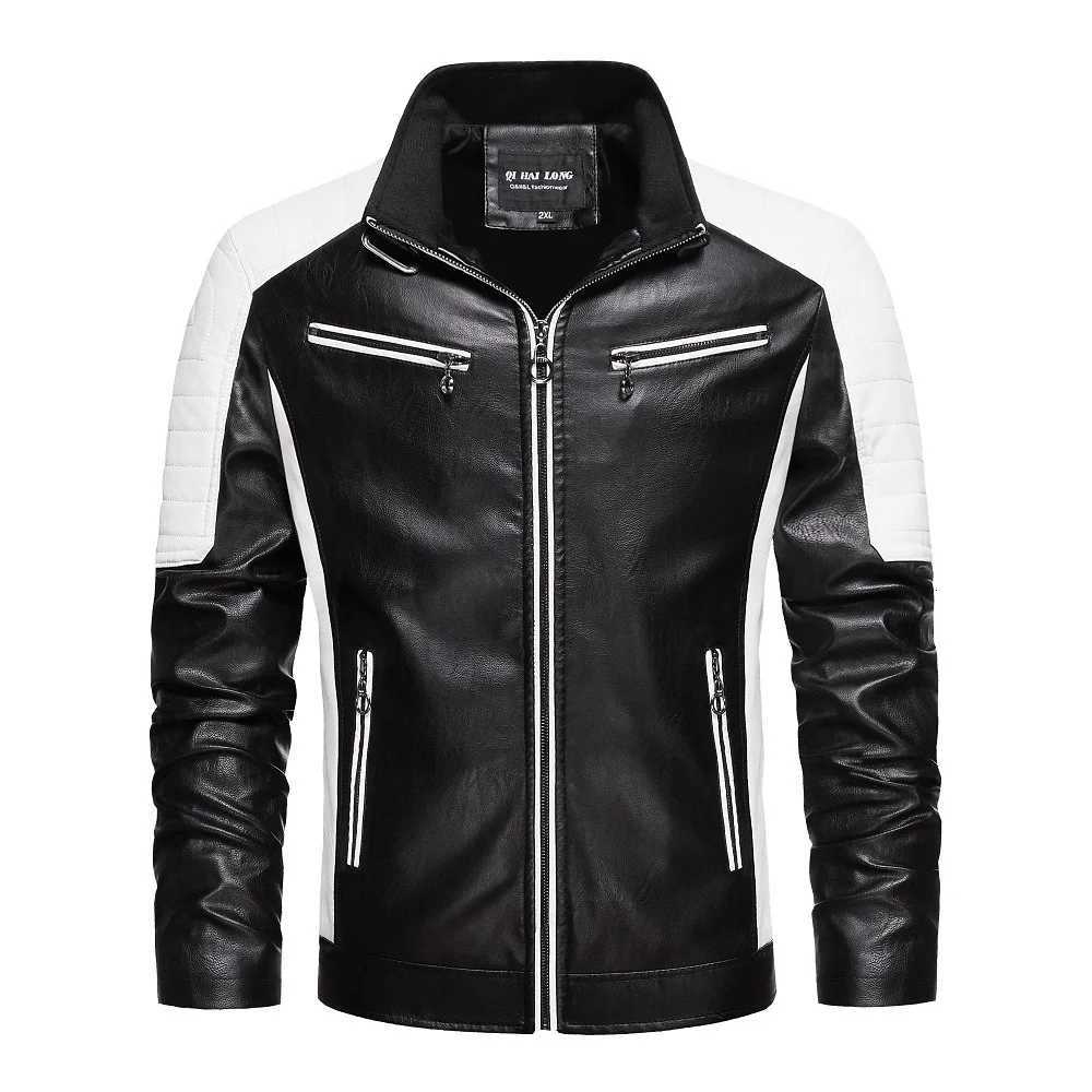 Mens Motorcycle Leather Jacket Mens Clothing Outerwear Casual Biker PU Leather Jacket New Fashion Color Block British Style W250815