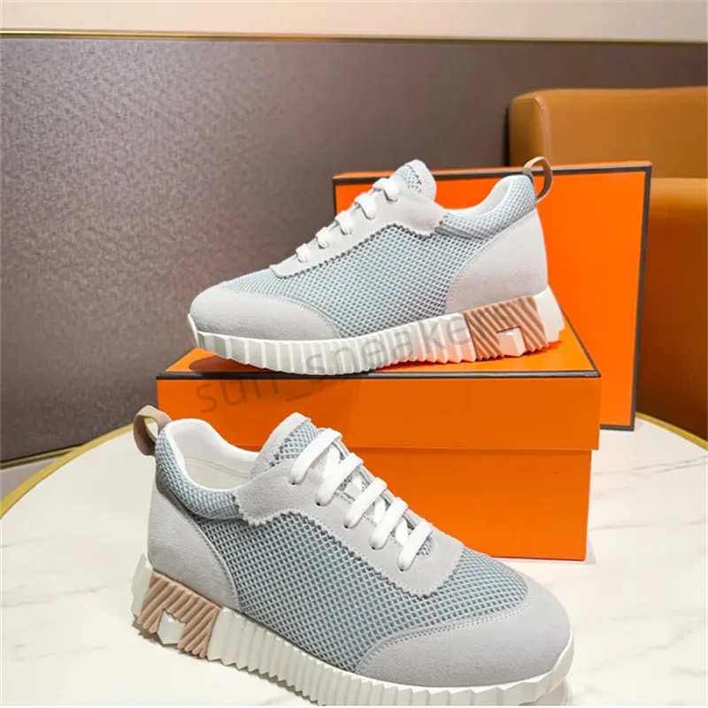 Designer Bouncing Sneaker Men Casual Leather And Mesh Lace Up Sports Runner Shoes Rubber Sole Man Low Top Street Style With Box Eu38-46 H Word 906 r
