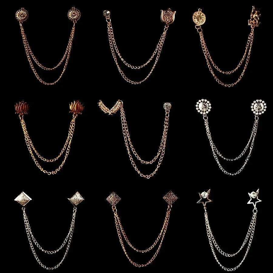 Nouvelle fashion Brooch Brooch Star Crystal Chain Chain lel Pin Suit Shirt Vêtements de mode Broches For Women Men Accessoires XJ250815