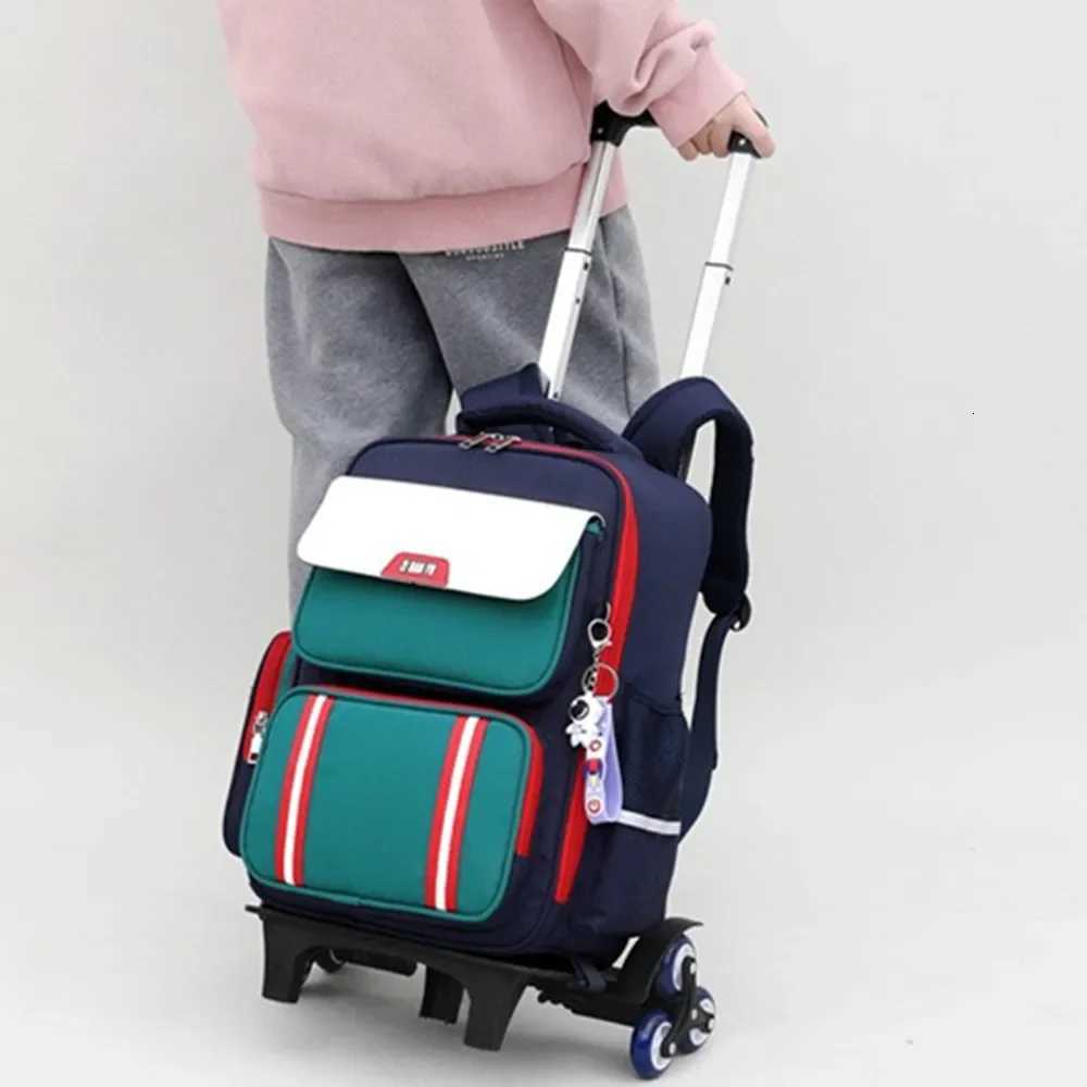 3/6 Wheel Trolley Backpack School Bag Strong Upstair Waterproof Wheeled Boys Children Schoolbag Fashion Girls Kids Luggage Bags X250815