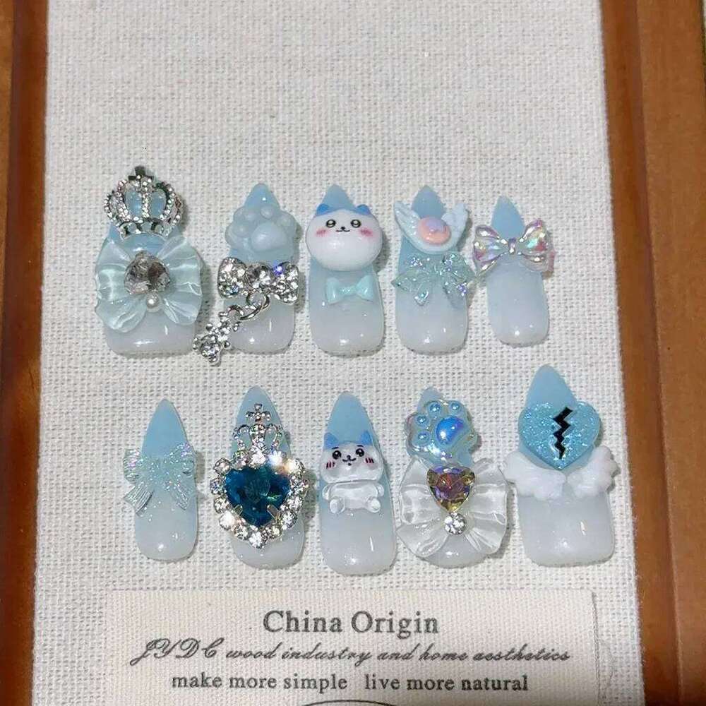 Kawaii y2k jirai à la main à la main sur une griffe de chat courte conception dia design mignon anime faux ongles réutilisables goth soft nail ar