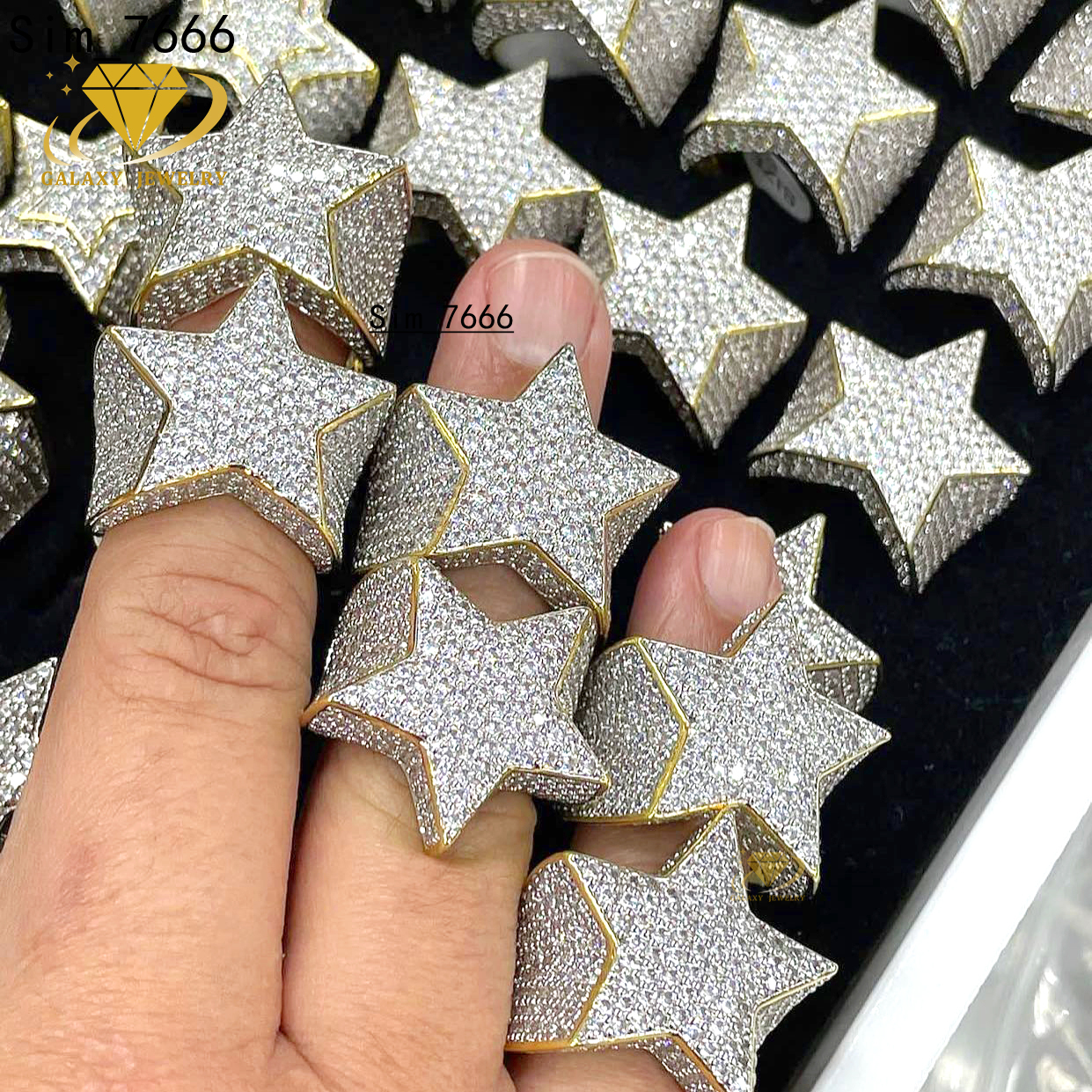 Hip Hop 925 Sterling Silver Vvs Moissanite Star Shaped Ring Iced Out Diamonds Manufacturer Custom Rapper Bling Rings Men
