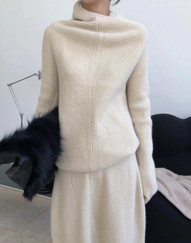 Pulls aux femmes Pull à col roulé asymétrique Challe