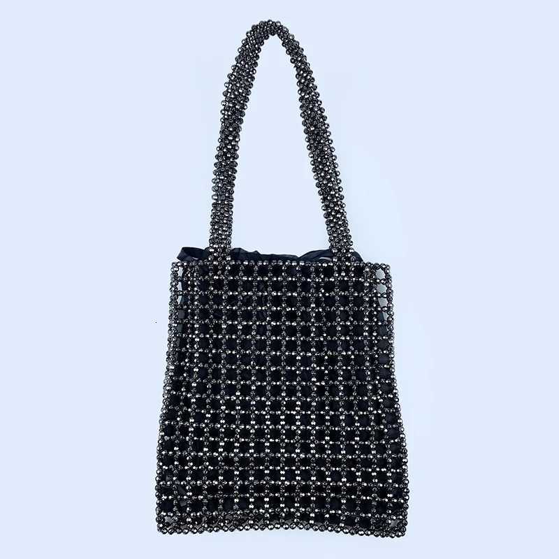 24 new ins with gray openwork air quality versatile large-capacity casual handmade beaded shoulder bag Z250815