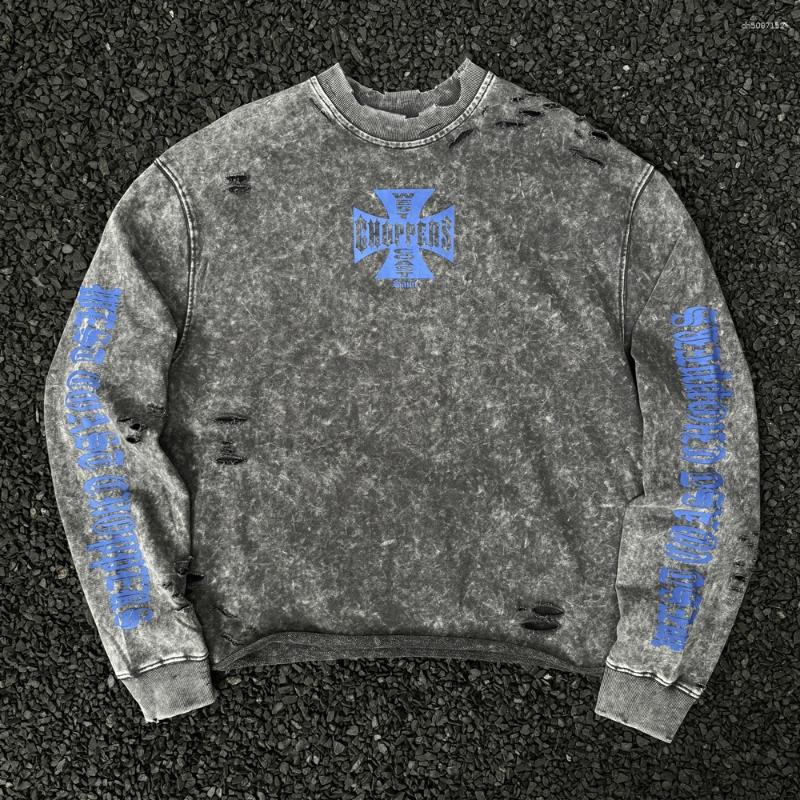 Vestes pour hommes Yao Fashion Trend Brand Vintage Streetwear Baggy Loose Y2K Graphique imprimé Tops Coton Tops Pullover Sweatshirt pour hommes U