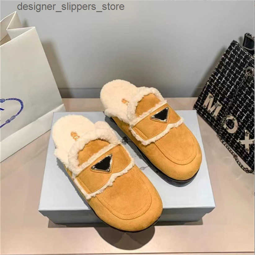 Chunky Platform Shearling Slippers Women Muller Designer Winter Shoes Thick Bottom Faux Fur Furry Fluffy Slides Half Loafer Indoor Mules Sneaker Sue