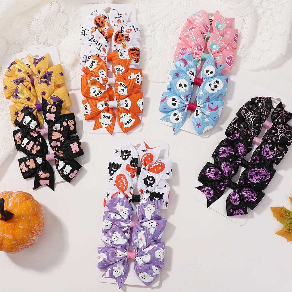 4pcs / set Clipt de cheveux Halloween Childrens Set Satin Ribbon Satin avec pirate de chauve-souris excentrique Z250815