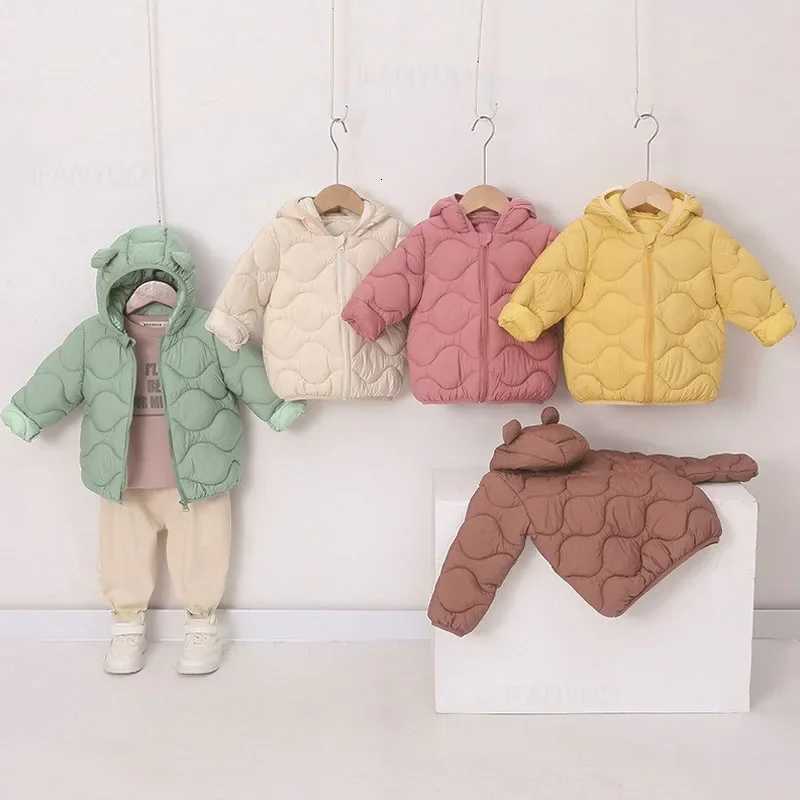 Autumn Winter Fashion New Children Clothings Jackets Boys Girls Kids Lightweight Down Cotton Coats Baby Simple Solid Outerwear XJ250808