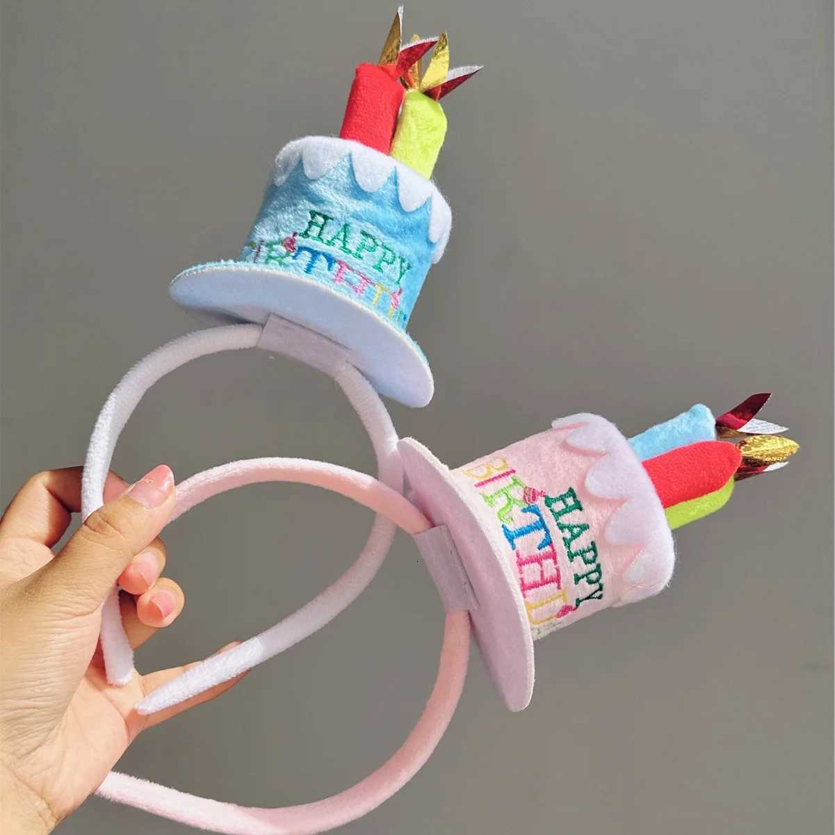 Accessoires de cheveux anniversaire bougie de coiffure joyeux anniversaire coréen Style Bandband gâteau coloré femmes Hoop Headwear Z250815