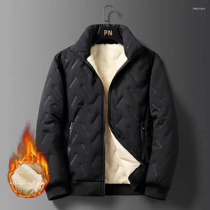 Men's Down Thiened Lamb Velvet Fce Lined Cotton Jaet Autumn Winter Sle Windproof Waterproof Warm Workwear Coat