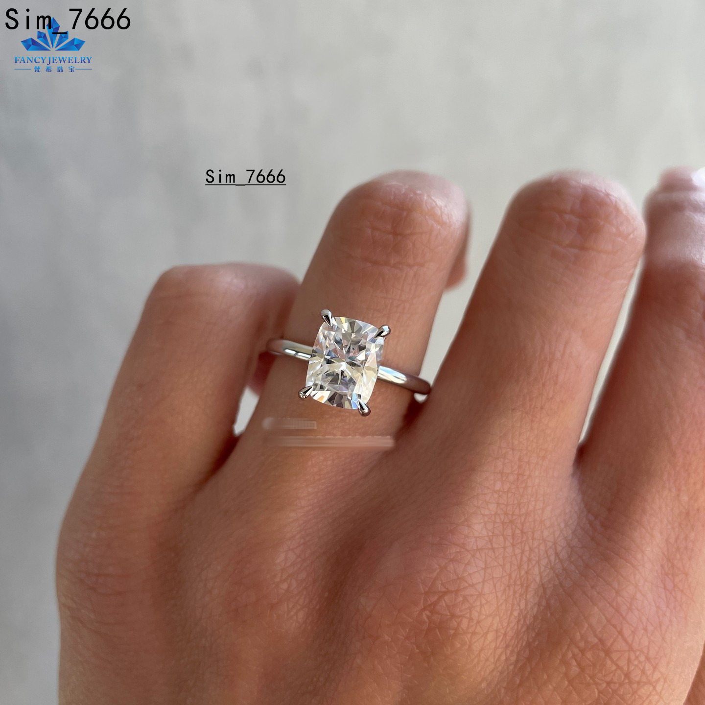 GRA Fine Jewelry 3.0CT Elongate Cushion Solitaire 14K Solid Gold Moissanite Ring for Engagement or Wedding