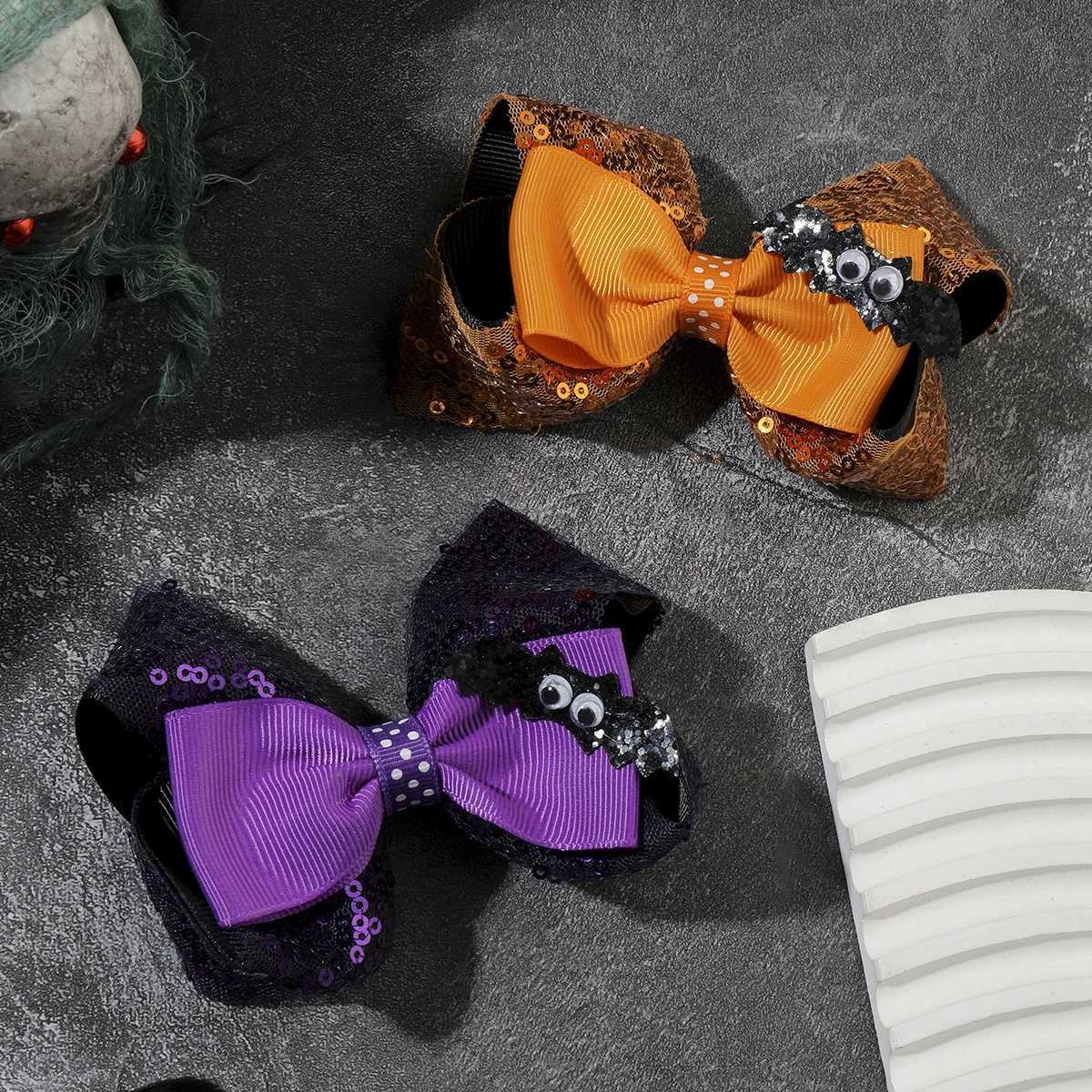 1Pcs New Fashion Halloween Lace Sequins Bow Lovely Girls Hairpins Children Headwear Hairgrip Hair Clips Hair Accessories Z250815