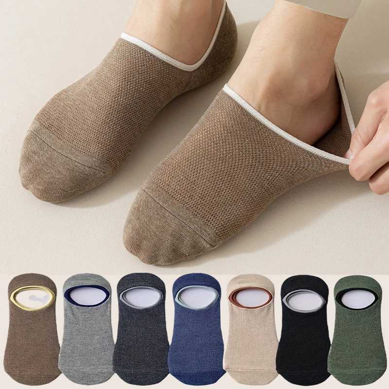 10 Pairs Mens Socks Breathable Solid Color Anti-Odor Thin No-Show Socks Comfortable Casual Silicone Non-Slip Sock Slippers W250815