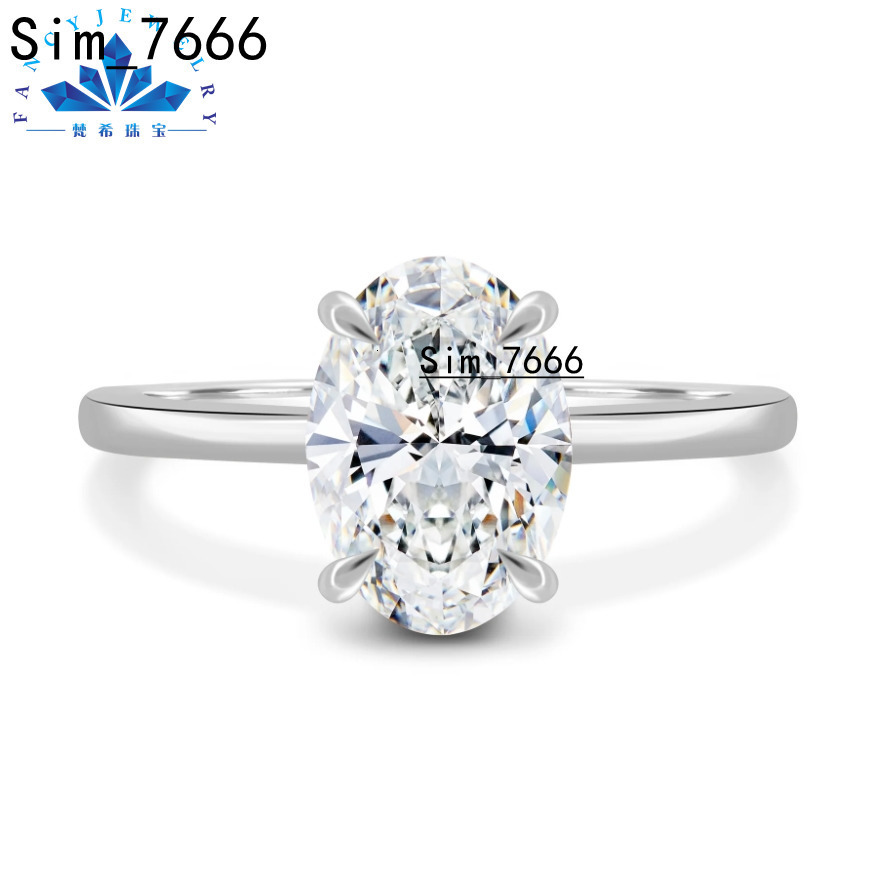 Mossanite 2.0 Ct Oval Cut Engagement Ring Hot Sale White Gold Plated 925 Silver Certificate Gra Real Moissanite for Ladies
