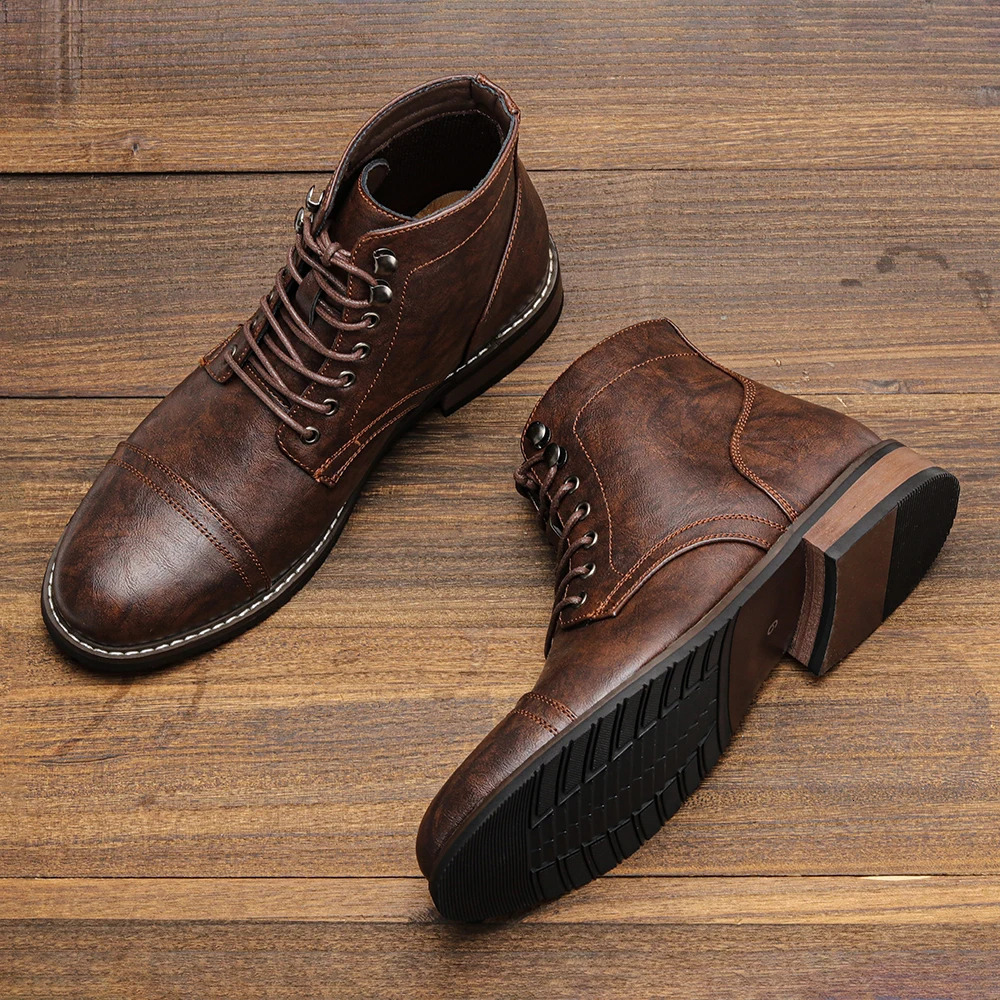 Bottes d'hommes classiques Fashion Bottises de cheville en cuir de printemps confortables 250811