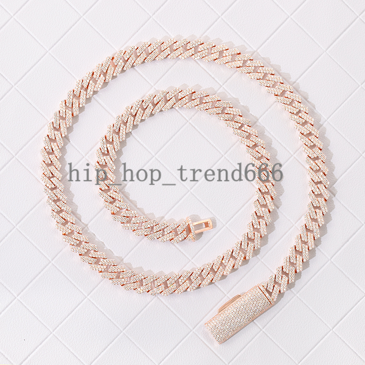 Hot Selling 8mm Wide 2 Rows D/VVS Moissanite Diamond 925 Solid Silver Cuban Link Chain for Hip Hop Jewelry