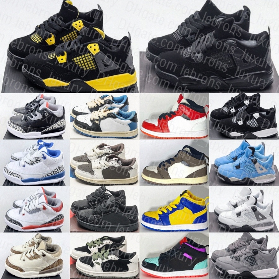 Black Cat Kids Basketball Shoes Mocha Boys Girls Sneakers Olive Trainers Toddler Children Youth Pink Multicolor unc Grey Blue Palomino Fire Red Ceme