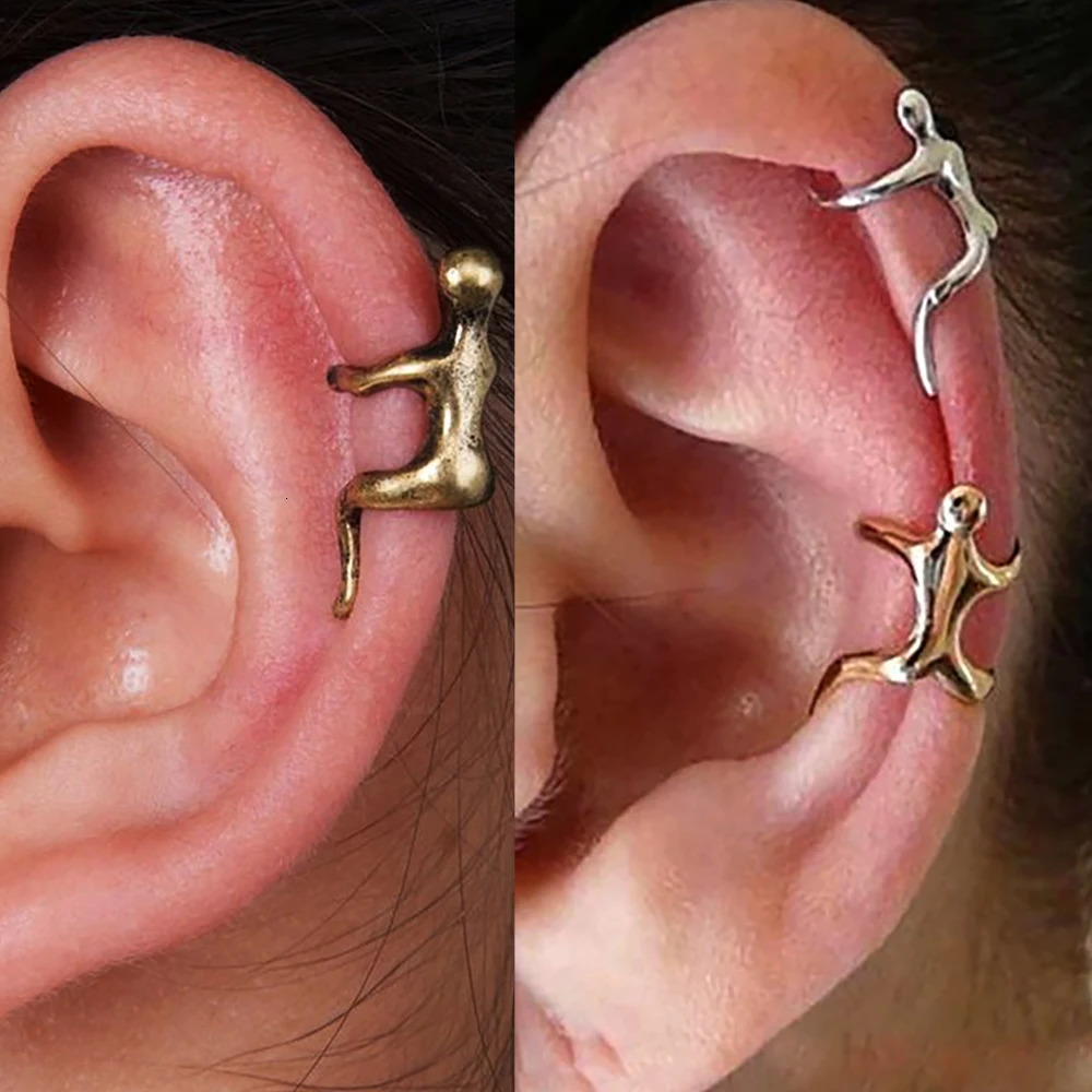 1pc en acier inoxydable petit homme manche d'oreille cartilage oreille enveloppe Clip Clip de boucle d'oreille non lourde Piercing oreille Cuff25
