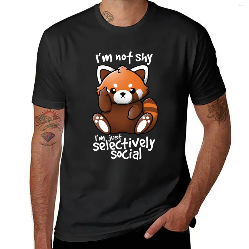 Men's Polos Shy Red Panda T-Shirt Animal Prinfor Boys Funnys Clothing