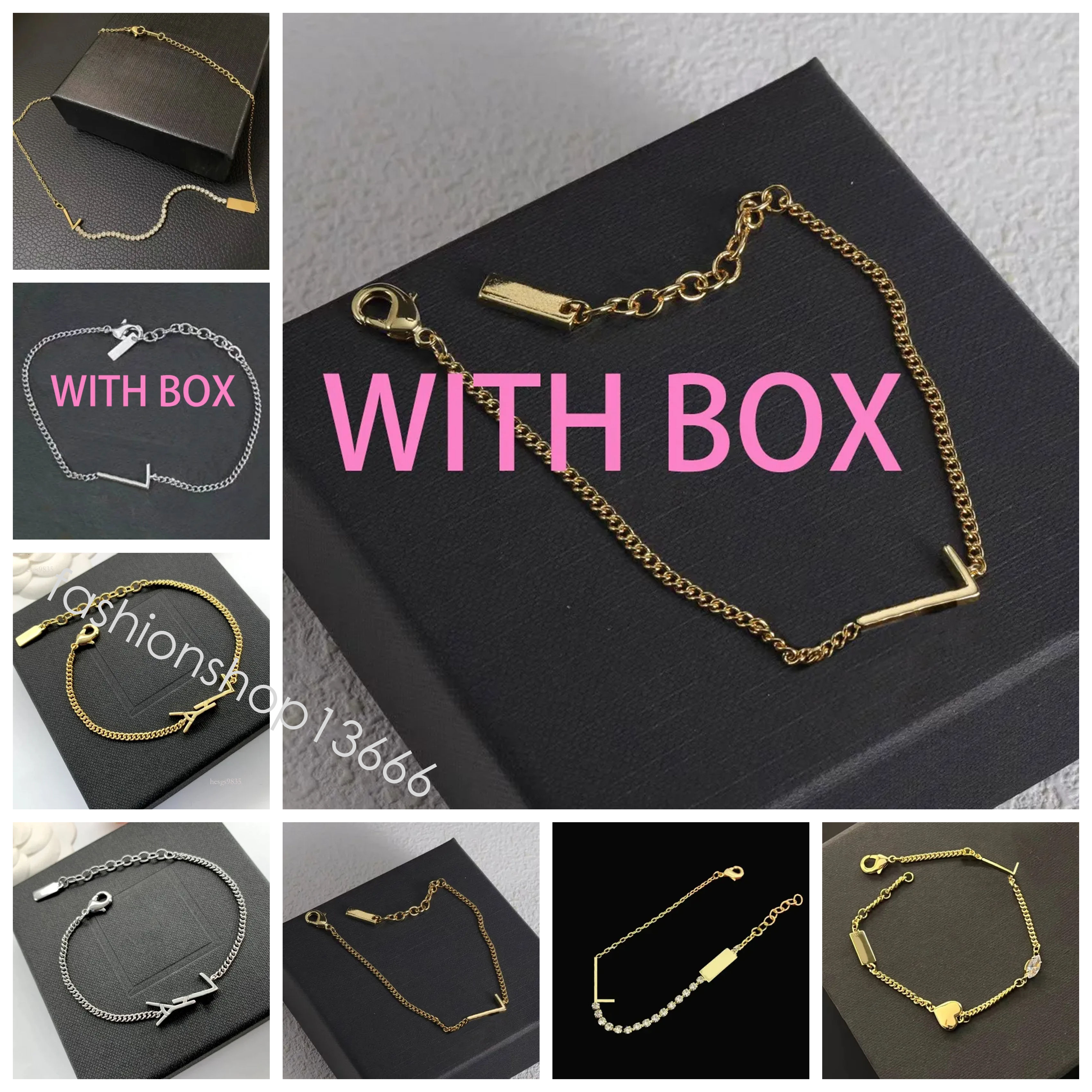 Designer Fashion Women's Letter Charm Plated Gold Sier Bracelet Women Retro Gift Dia Chain Jewelry f553