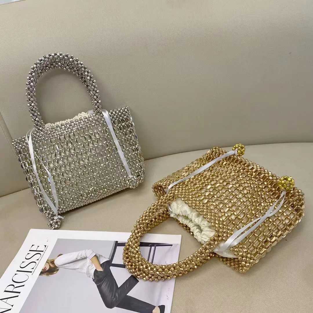 igh Quality Wholesale Wedding Hollow Small Square Beaded Ribbon Party Metal Clutch Bag Evening Bags for Women Z250815