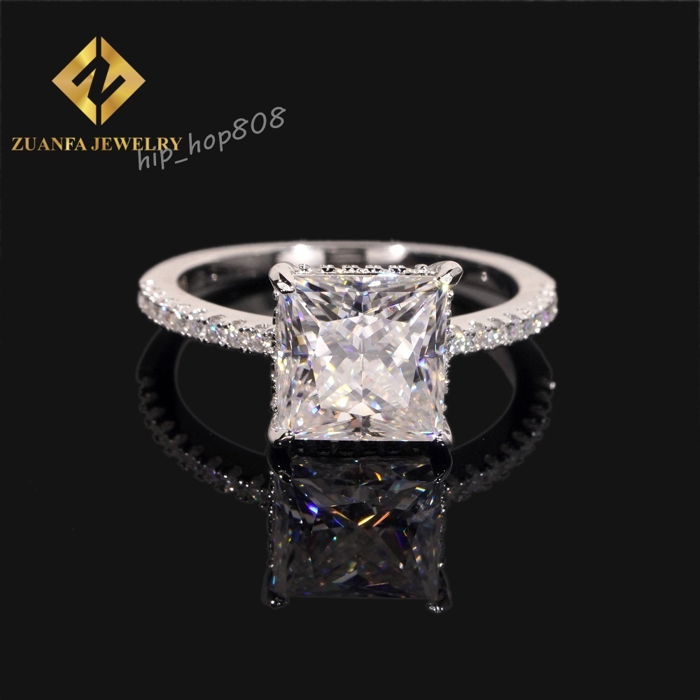 Fashion Jewelry Moissanite Diamond 925 Sterling Silver Princess Cut 1ct Moissanite Ring Setting Engagement Wedding Ring Women