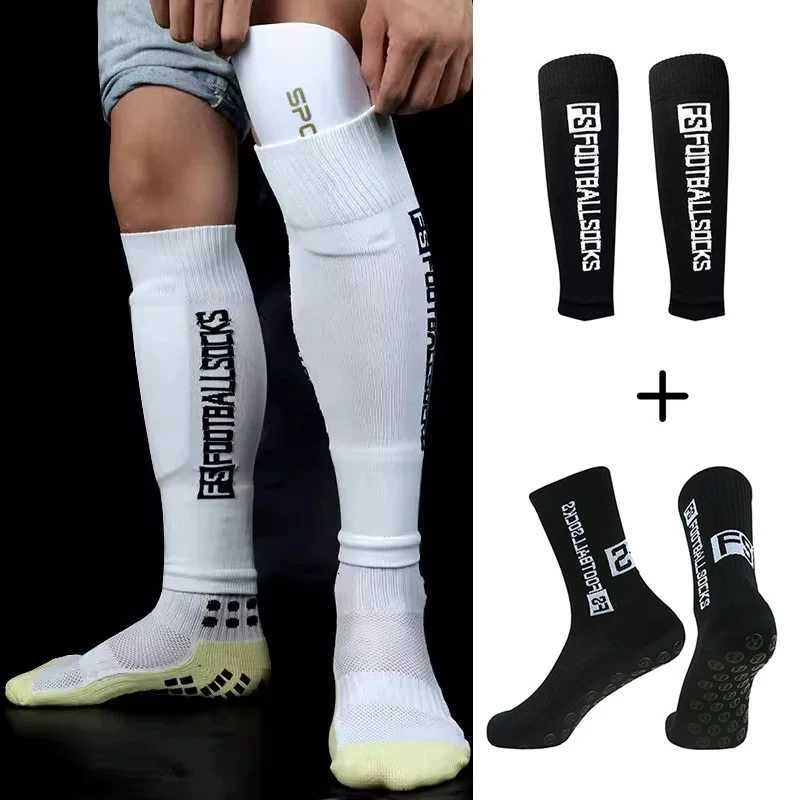 2pcs Set Men Soccer Soccer Football Sports Grip Socks Couvre de jambe Adulte Basketball Football Socks XJ250815