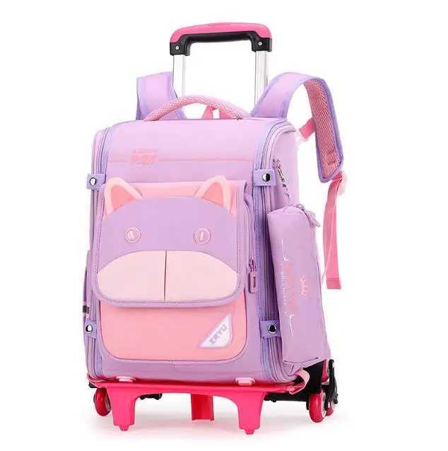 1200PCS/LOT School Trolley Bag For Girls Rolling backpack For boys Orthopedic School wheeled Backpack Bag School Backpack Bag with Wheels X250815
