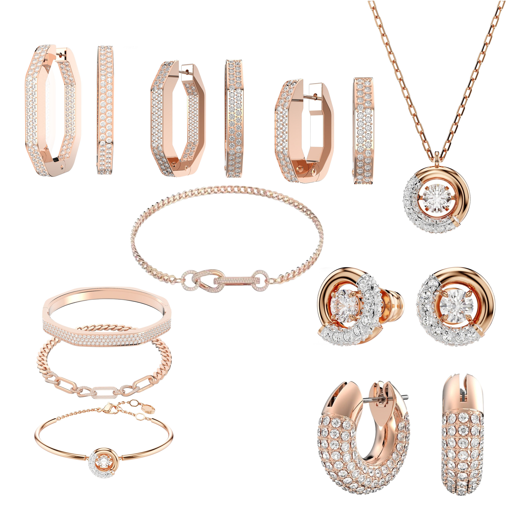 Bijoux de concepteur de luxe Rose Gol Crystal Collier Bracelet Boucle d'oreille pour couples Crystal artificiel autrichien