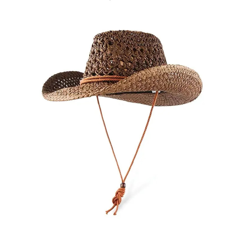Womens Straw Western Cowboy Hat Foldable Wide Brim Summer Sun Hats Vacation Lightweight Beach Cowgirl Hat 250807