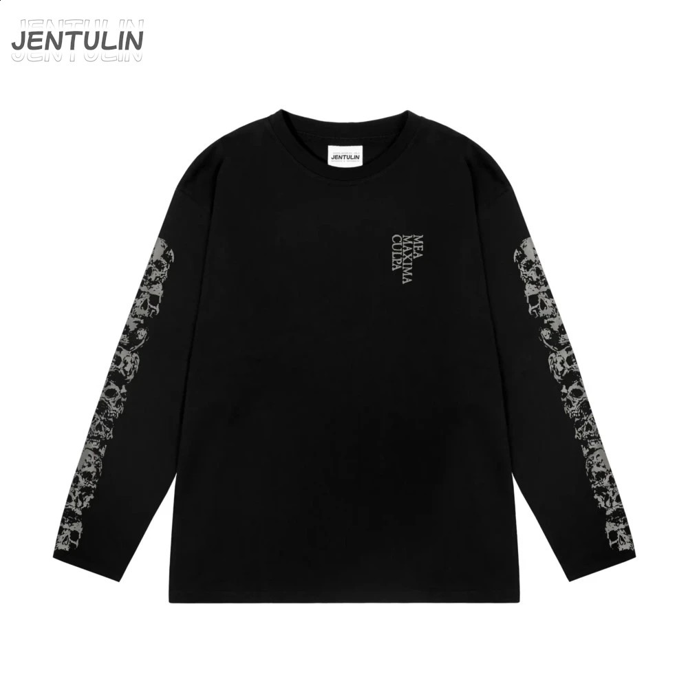 Oversized Mens Clothing Streetwear Mea Maxima Culpa Print Autumn Hip Hop Korean Long Sleeve Y2k Tops Cotton Graphic Tshirt Goth 250811